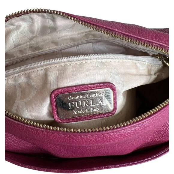 Furla Magenta Pebbled Leather Shoulder Bag - Picture 6 of 11